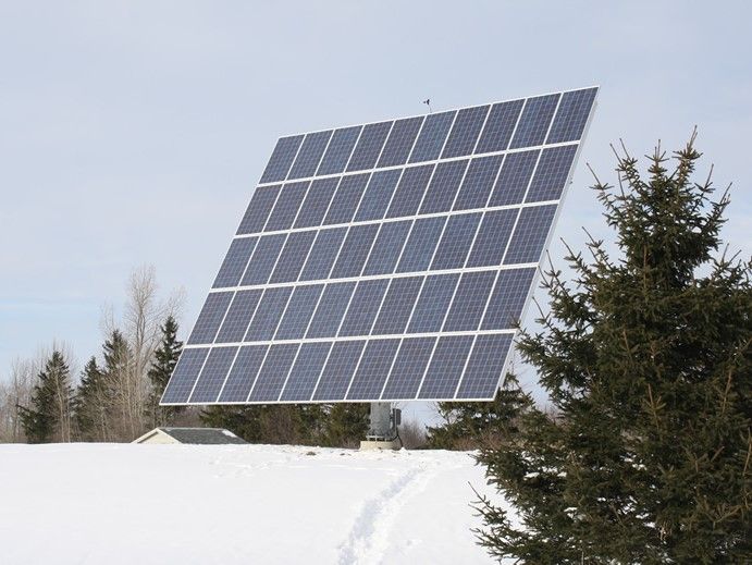 solar tracker stationed in the snow